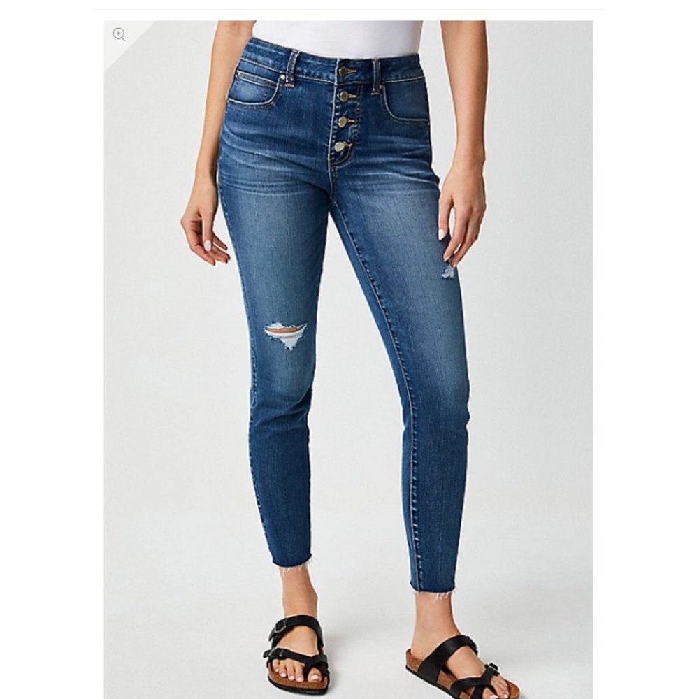 Everflex™ High Rise Button Fly Stretch Super Skinny Ankle Jean